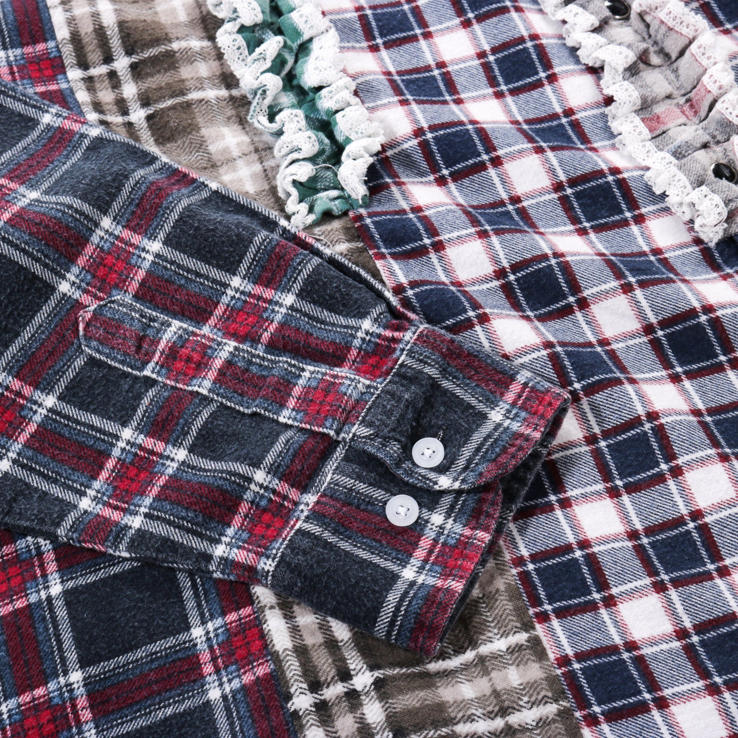 REBUILD BY NEEDLES FLANNEL SHIRT -> 5 CUTS FRILL - C
