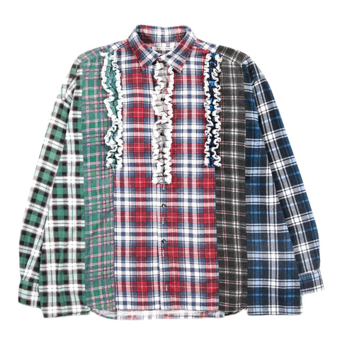REBUILD BY NEEDLES FLANNEL SHIRT -> 5 CUTS FRILL - D