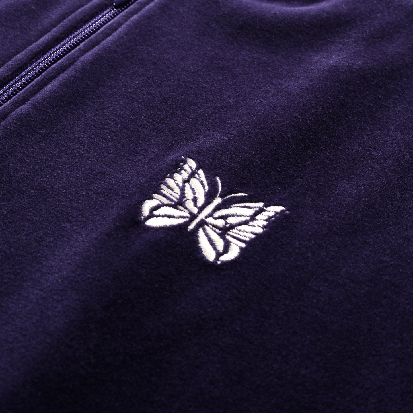 NEEDLES RIB COLLAR TRACK JACKET VELOUR NAVY