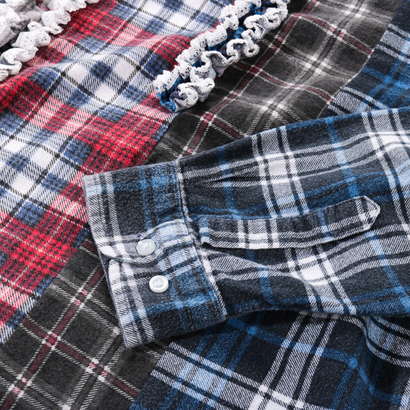 REBUILD BY NEEDLES FLANNEL SHIRT -> 5 CUTS FRILL - D