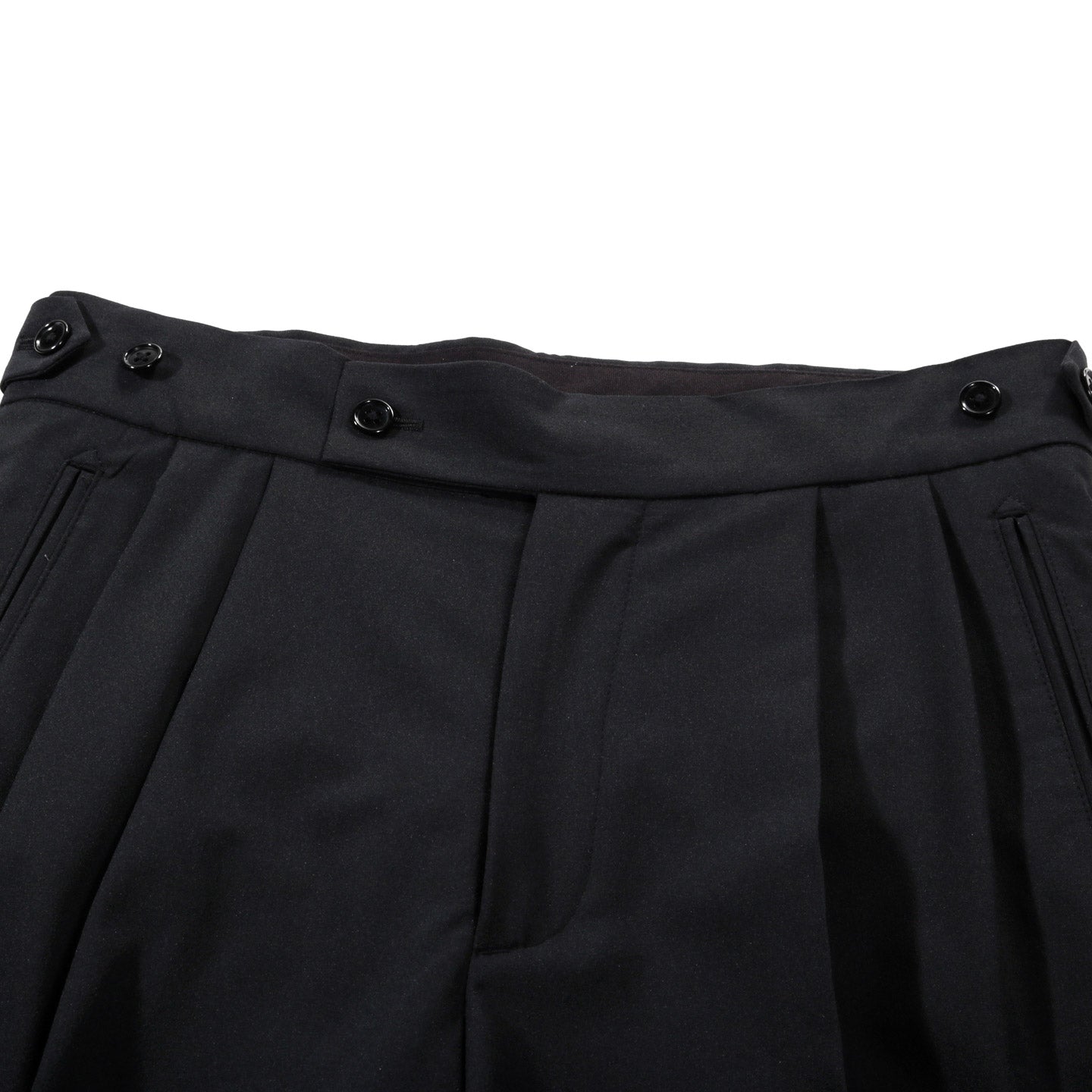 NEEDLES TUCKED SIDE TAB TROUSER POLY CLOTH BLACK