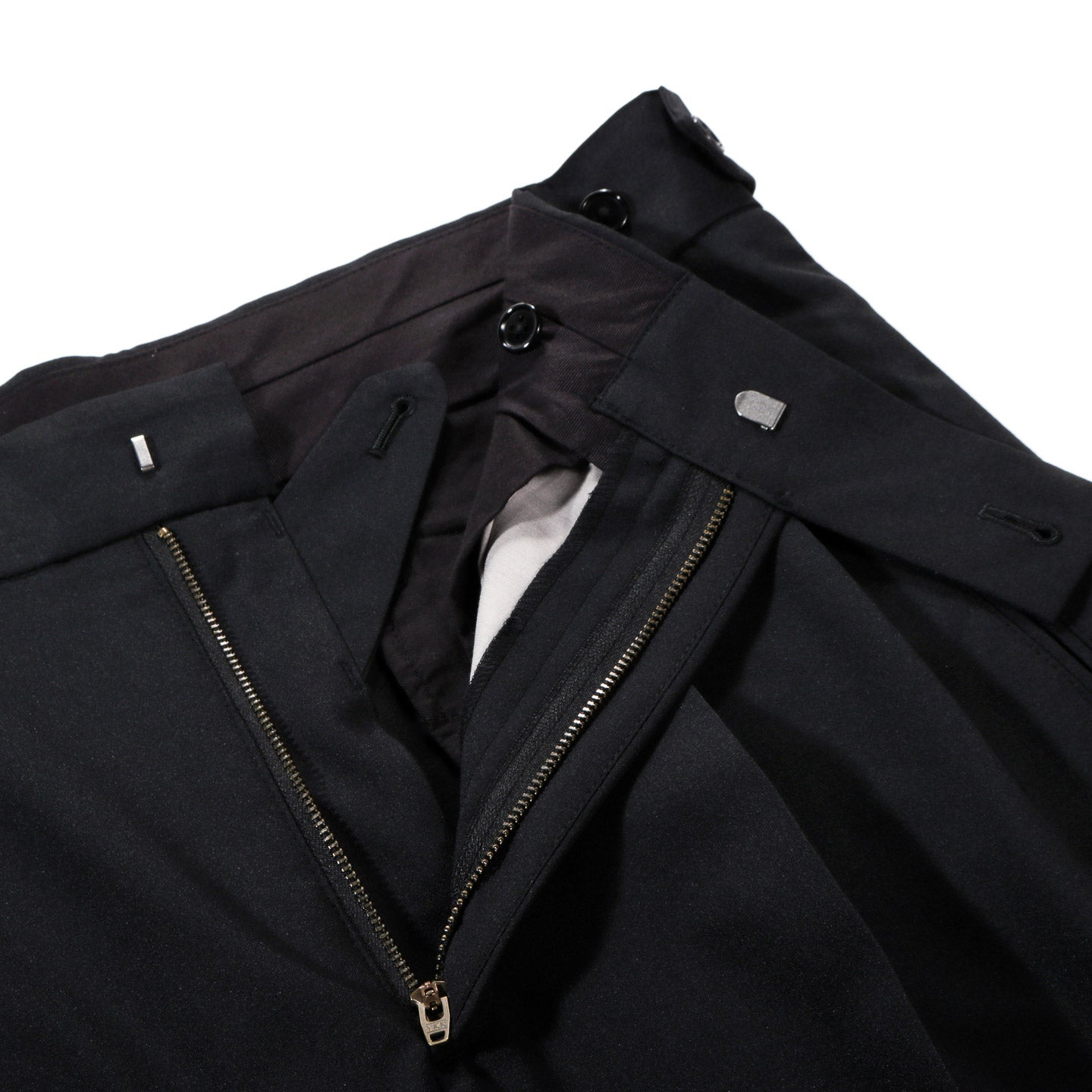 NEEDLES TUCKED SIDE TAB TROUSER POLY CLOTH BLACK