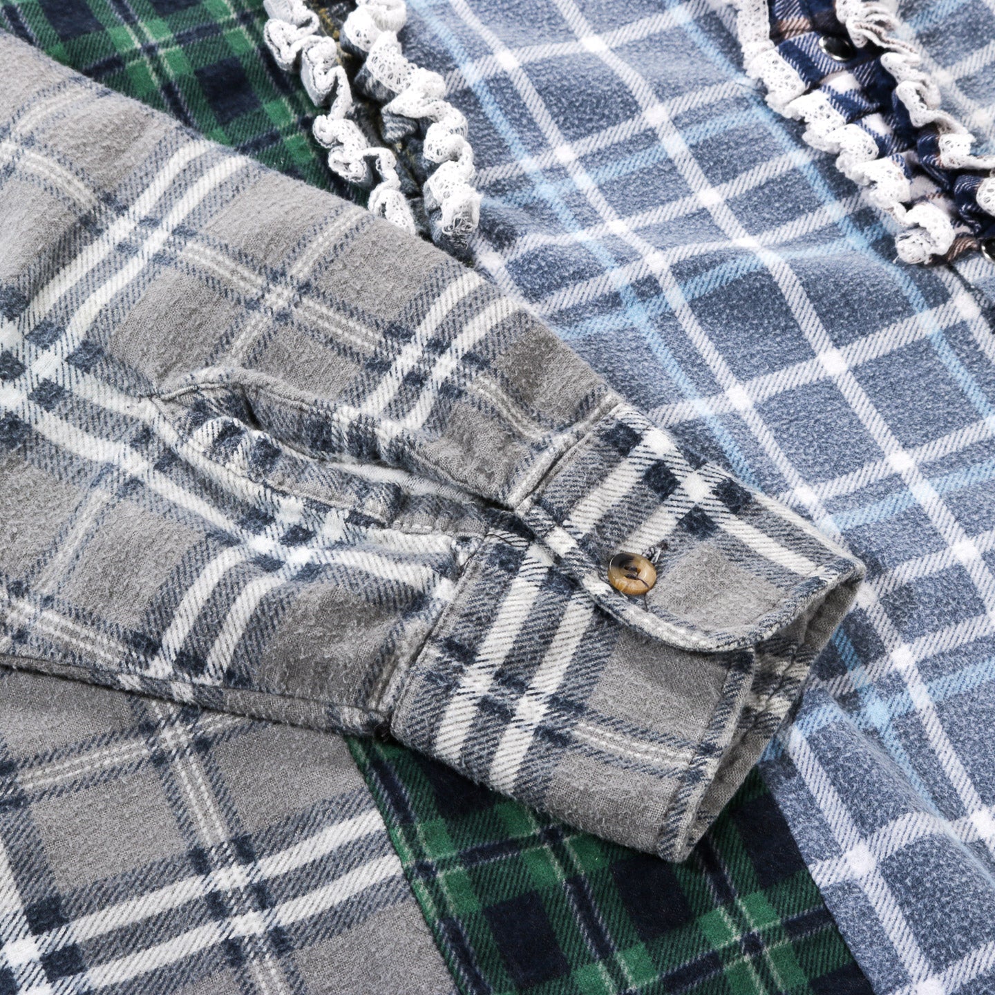 REBUILD BY NEEDLES FLANNEL SHIRT -> 5 CUTS FRILL - E