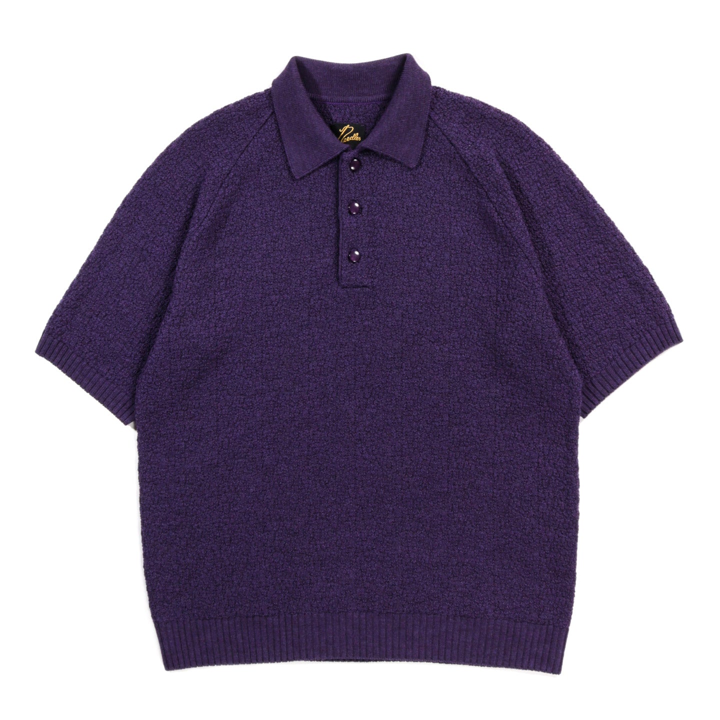 NEEDLES S/S POLO SWEATER MERINO WOOL KNIT PURPLE