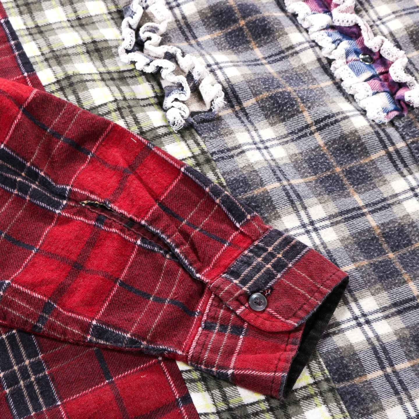 REBUILD BY NEEDLES FLANNEL SHIRT -> 5 CUTS FRILL - F