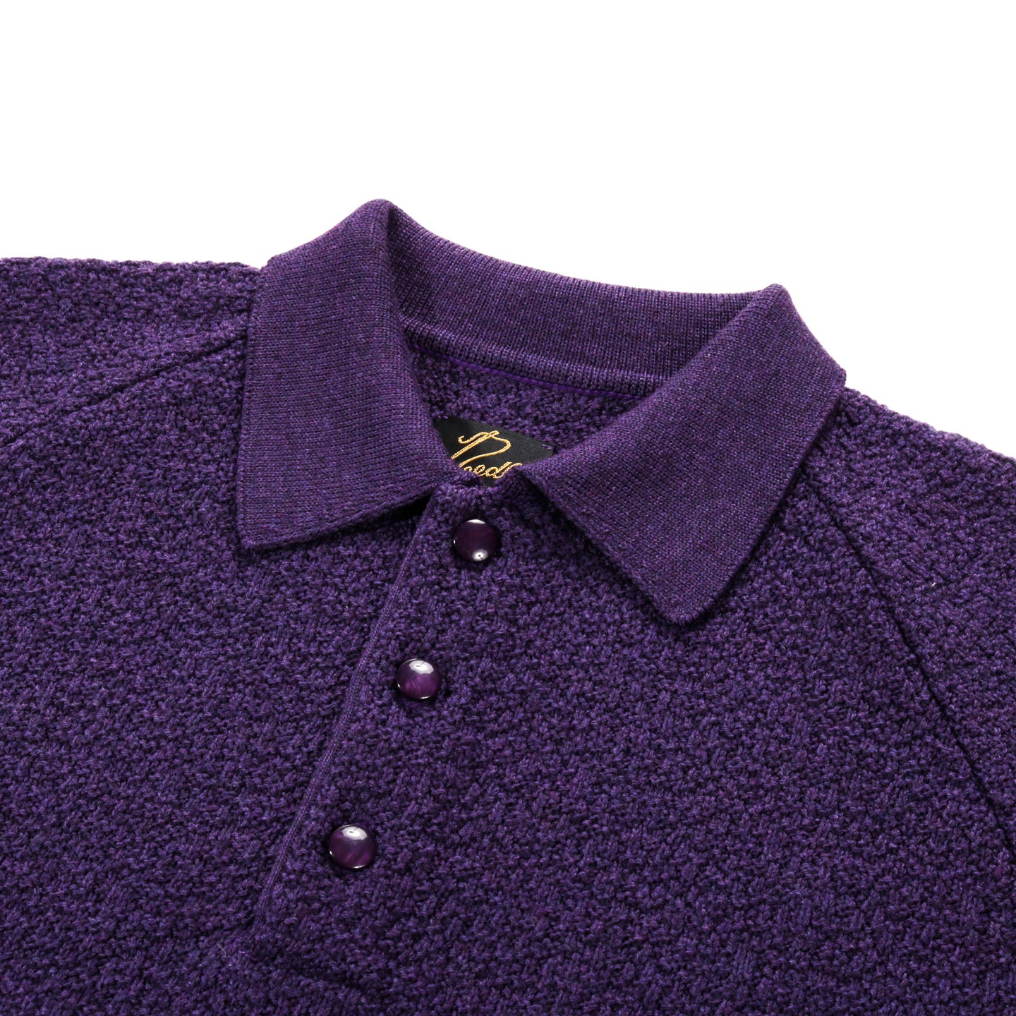 NEEDLES S/S POLO SWEATER MERINO WOOL KNIT PURPLE