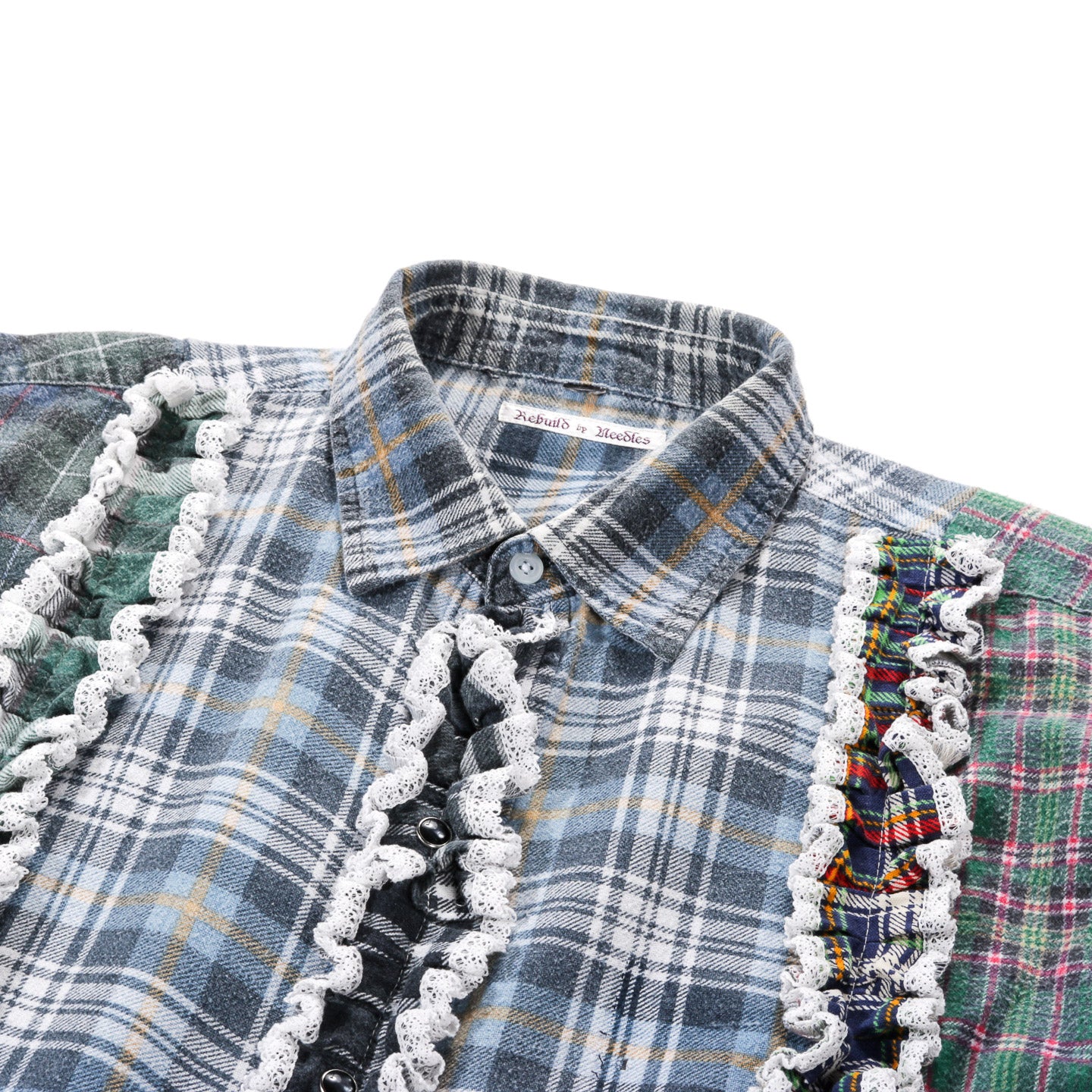 REBUILD BY NEEDLES FLANNEL SHIRT -> 5 CUTS FRILL - A