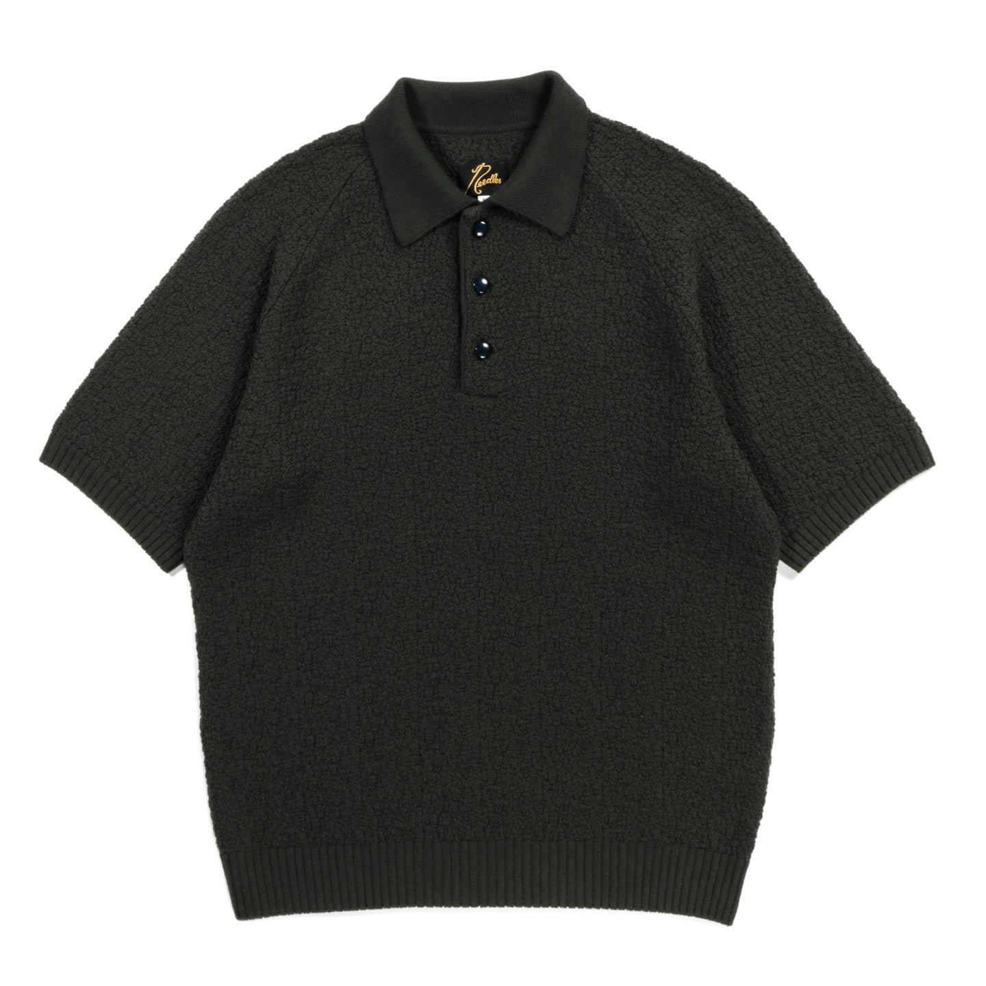 NEEDLES S/S POLO SWEATER MERINO WOOL KNIT GREEN