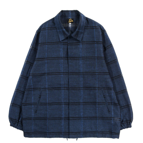 NEEDLES COACH JACKET PLAID JACQUARD BLUE