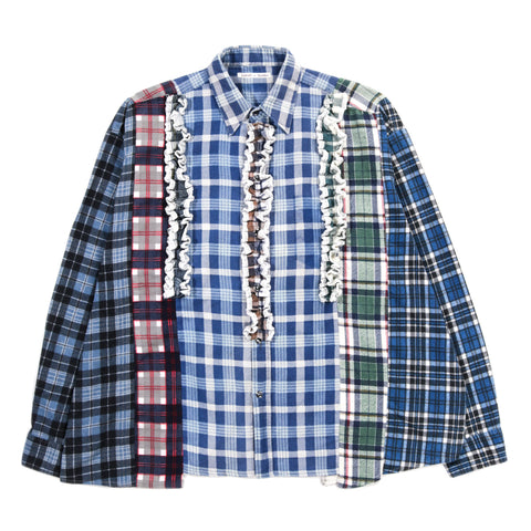REBUILD BY NEEDLES FLANNEL SHIRT -> 5 CUTS FRILL - B