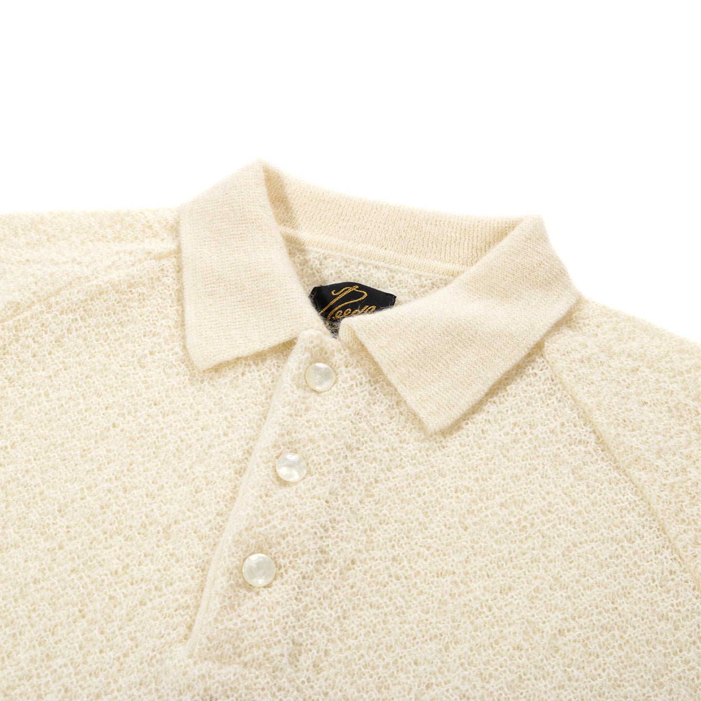 NEEDLES S/S POLO SWEATER CREPE WEAVE IVORY