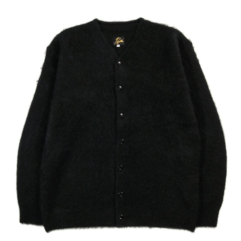 NEEDLES MOHAIR CREW NECK CARDIGAN SOLID BLACK