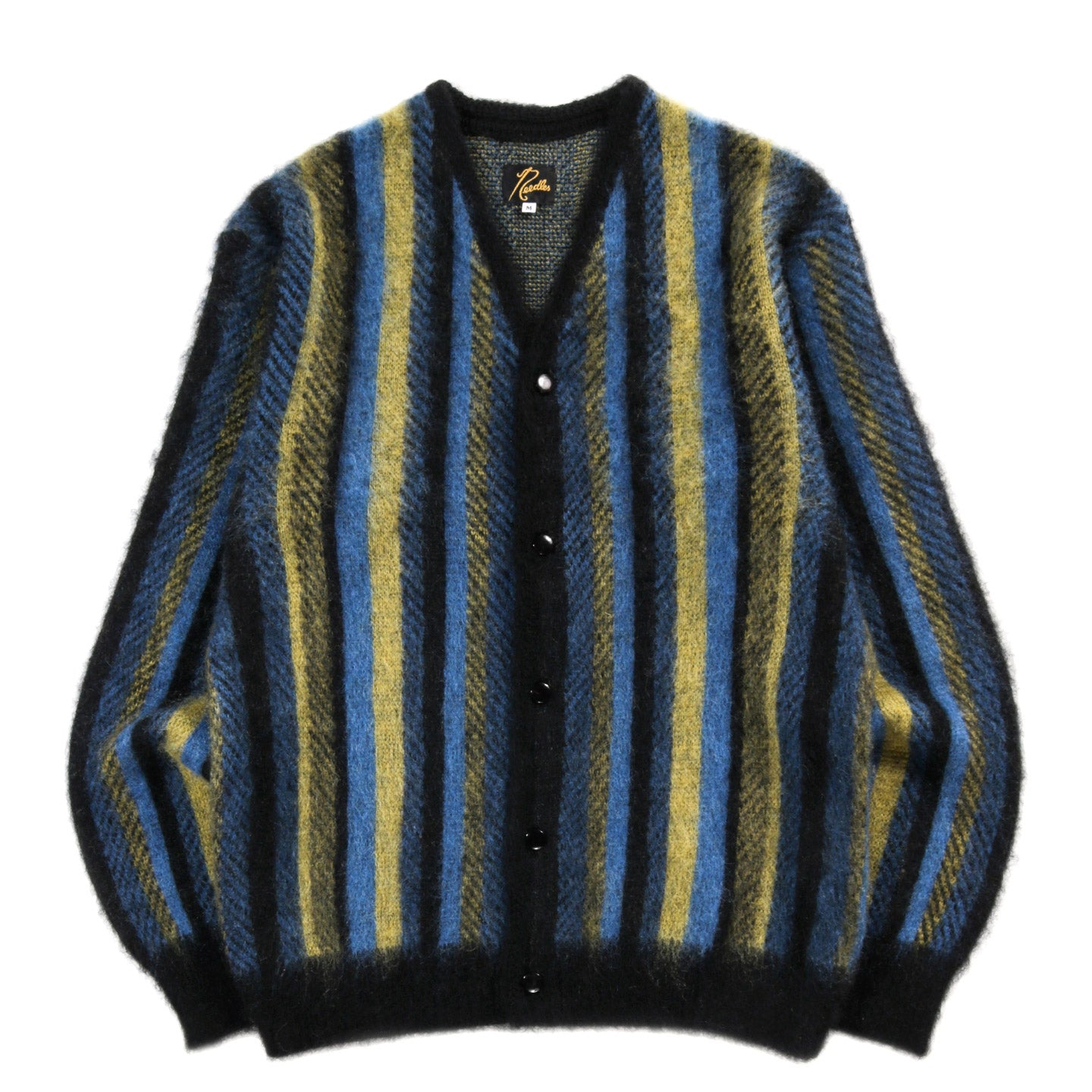 NEEDLES MOHAIR CARDIGAN STRIPE BLUE / GREEN