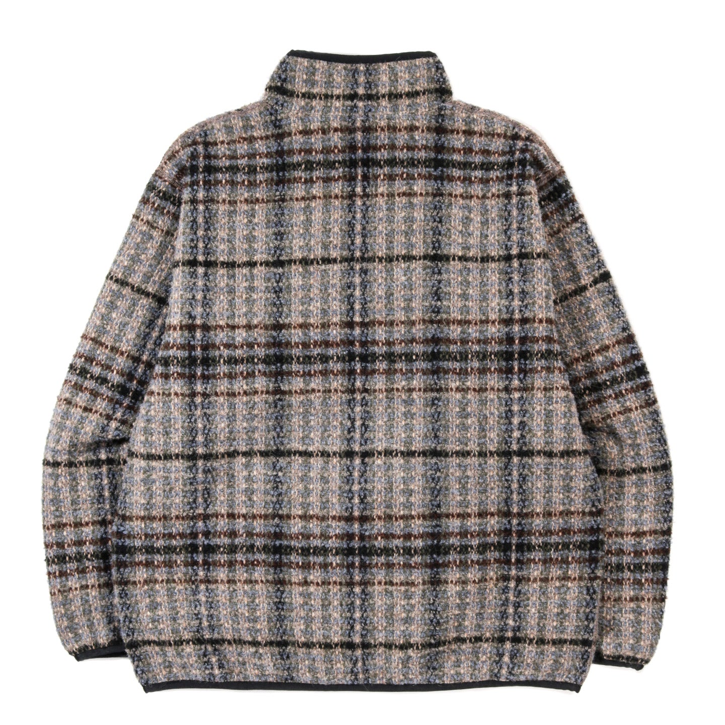 NEEDLES SPORTSWEAR WARM UP PIPING JACKET PLAID TWEED SAX / BROWN / GREY