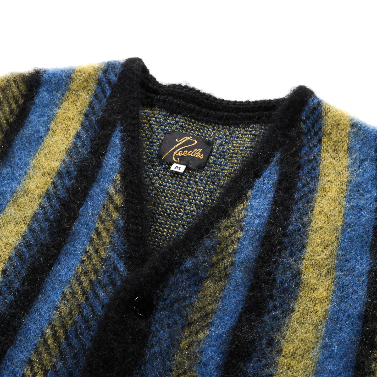 NEEDLES MOHAIR CARDIGAN STRIPE BLUE / GREEN