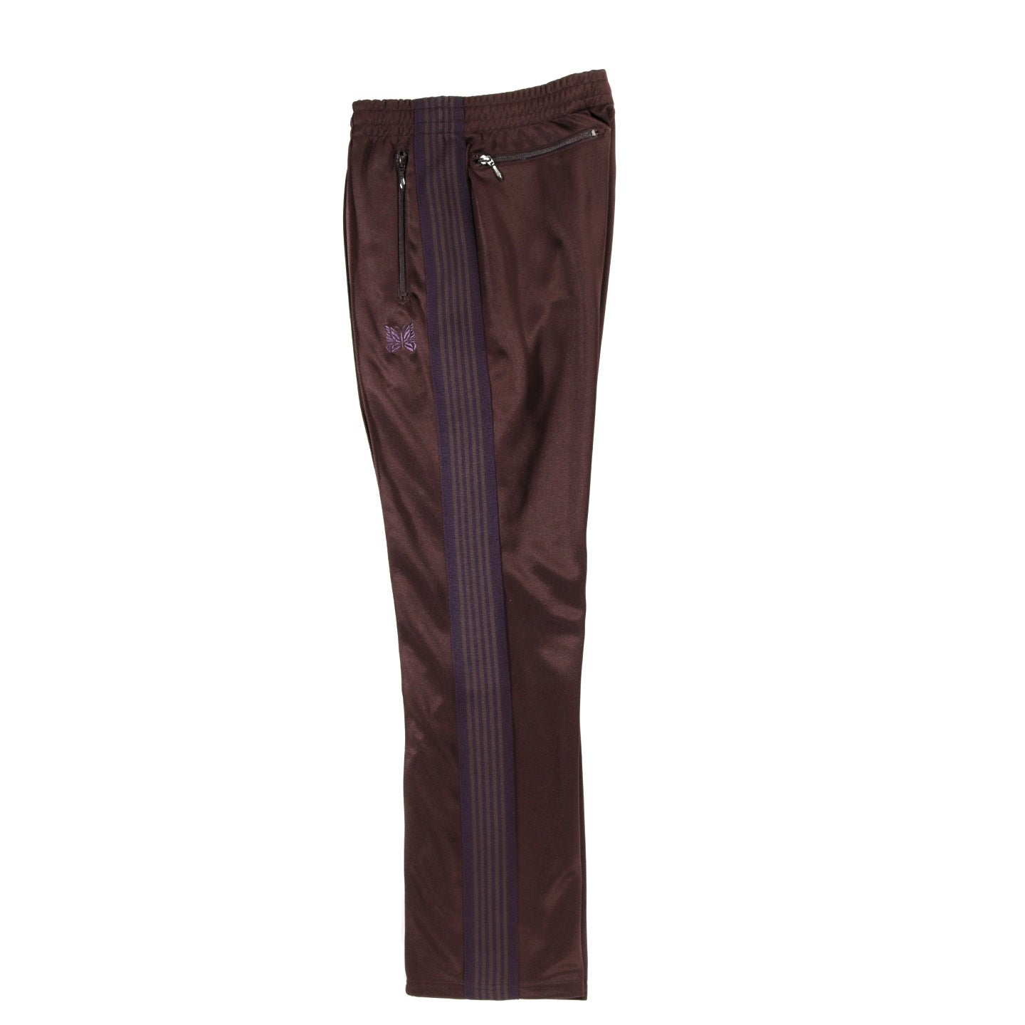 NEEDLES NARROW TRACK PANT POLY SMOOTH DARK BROWN