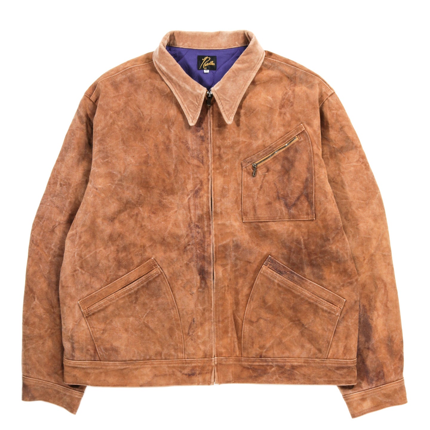 NEEDLES ZIPPED WORK JACKET DUCK CANVAS / KAKISHIBU DYE BROWN