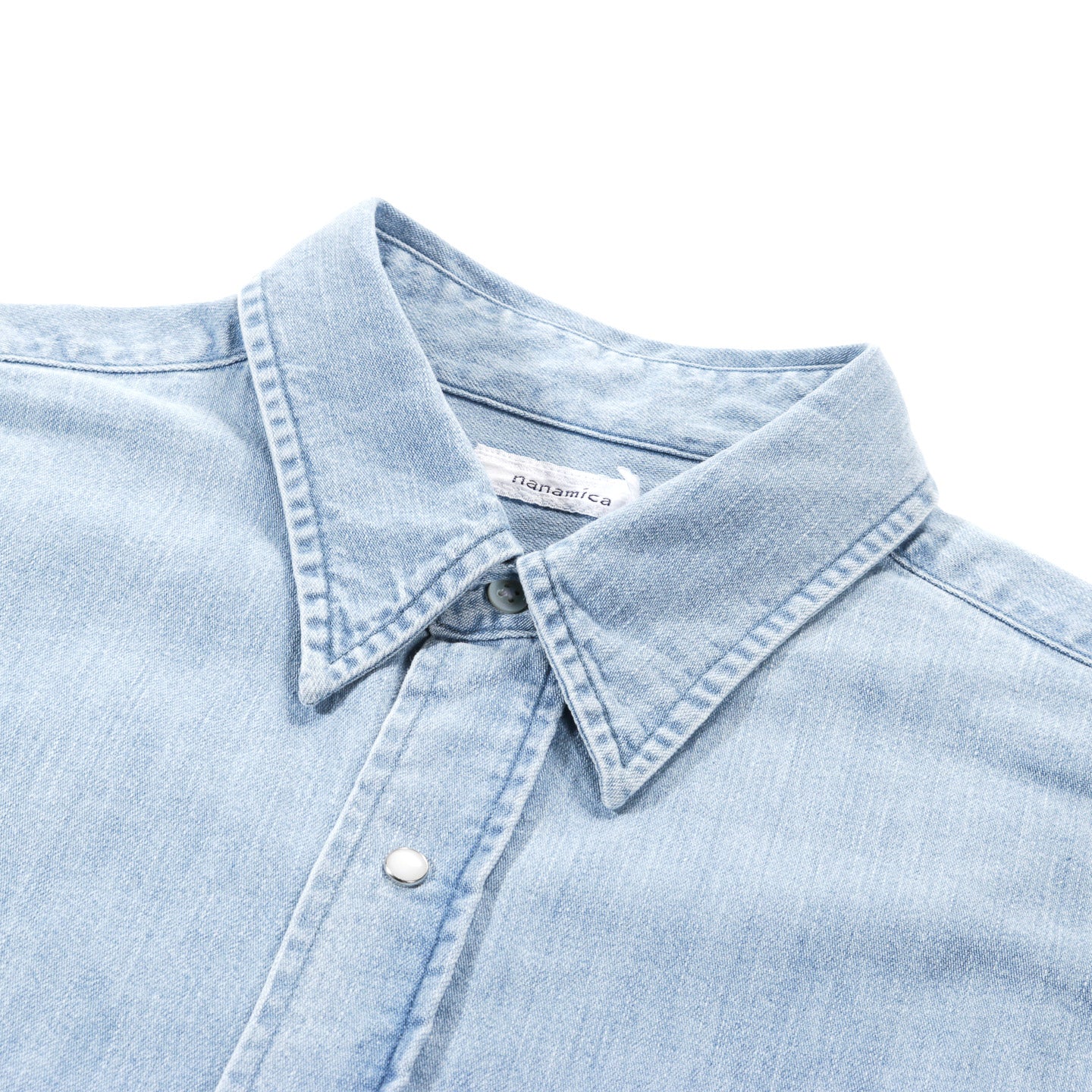 NANAMICA LIGHT DENIM SHIRT INDIGO BLEACH