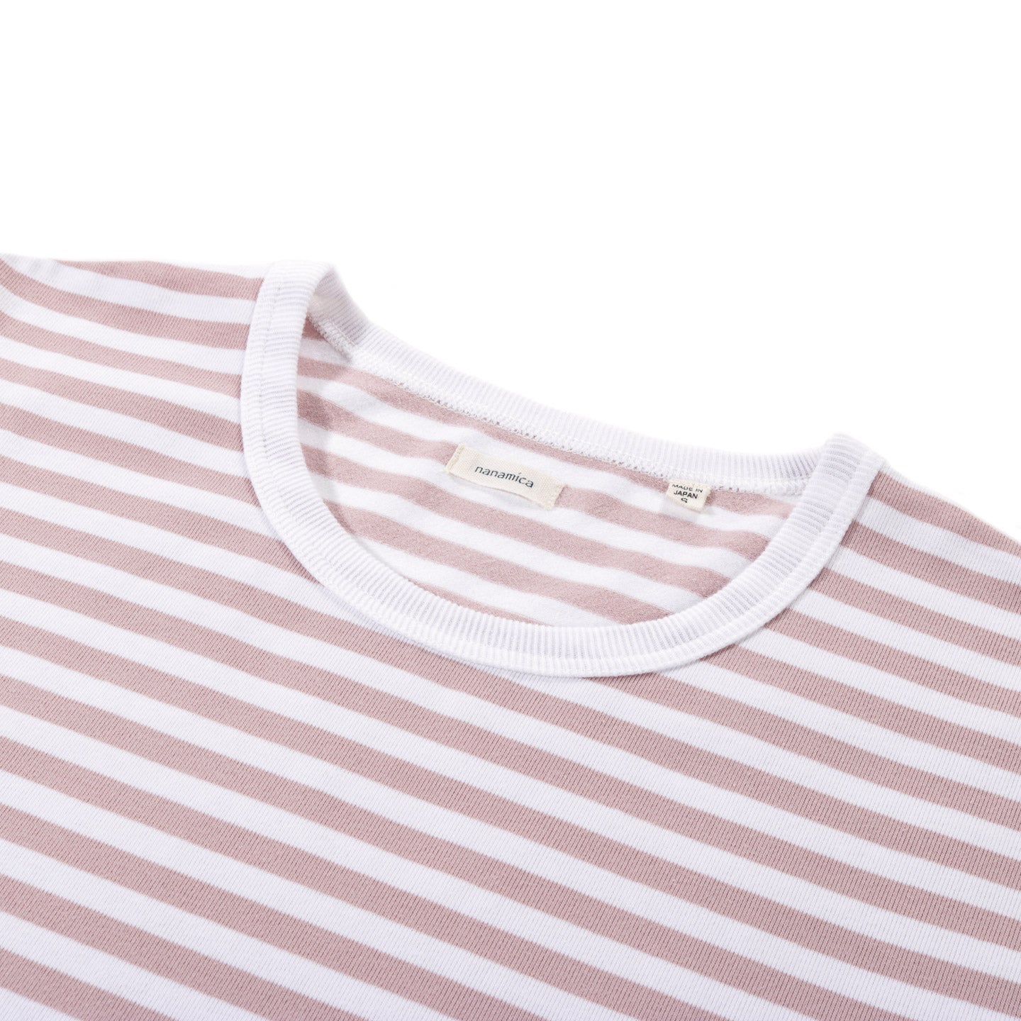 NANAMICA COOLMAX STRIPE JERSEY TEE PINK / WHITE