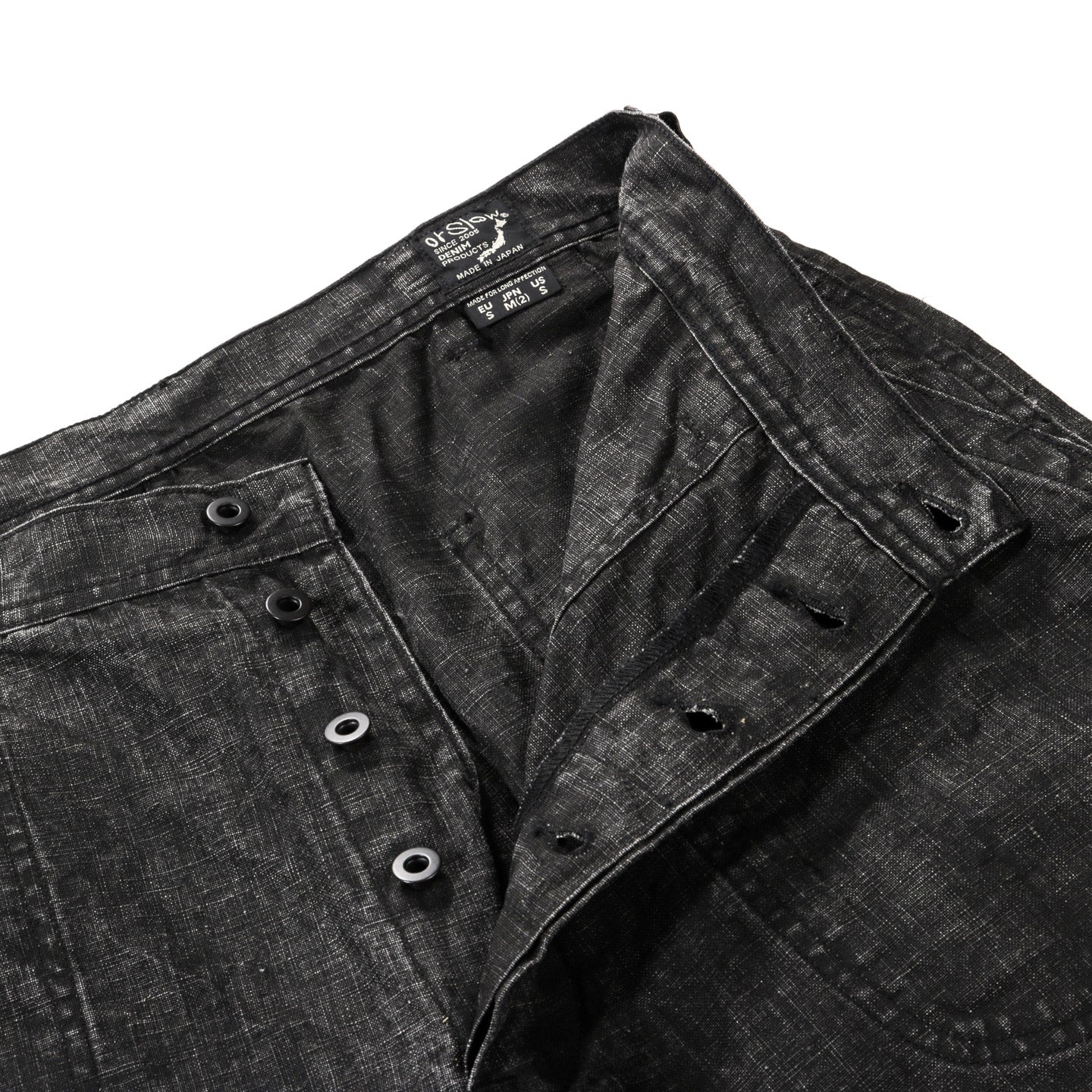 ORSLOW WWII 1940'S US NAVY SUMI COATED LINEN UTILITY TROUSERS BLACK