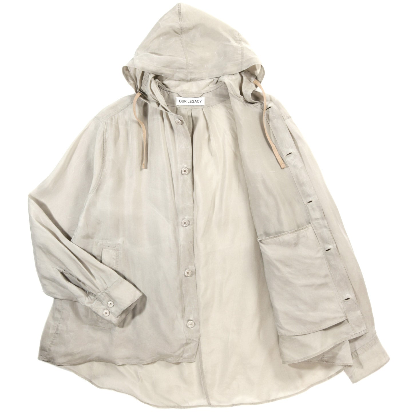 OUR LEGACY ROVER SHIRT GHOST GREY WAXED CUPRO