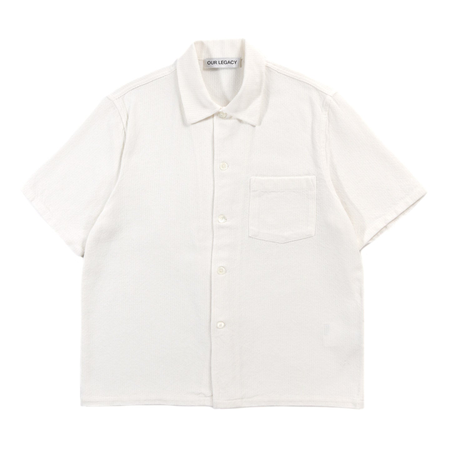 OUR LEGACY BOX SHIRT SHORTSLEEVE WHITE CROCHET WEAVE