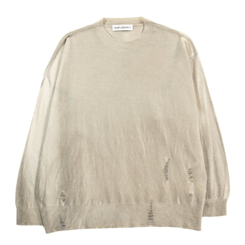 OUR LEGACY SLANT KNIT MOSS SPRAY DYE CHERUB WOOL