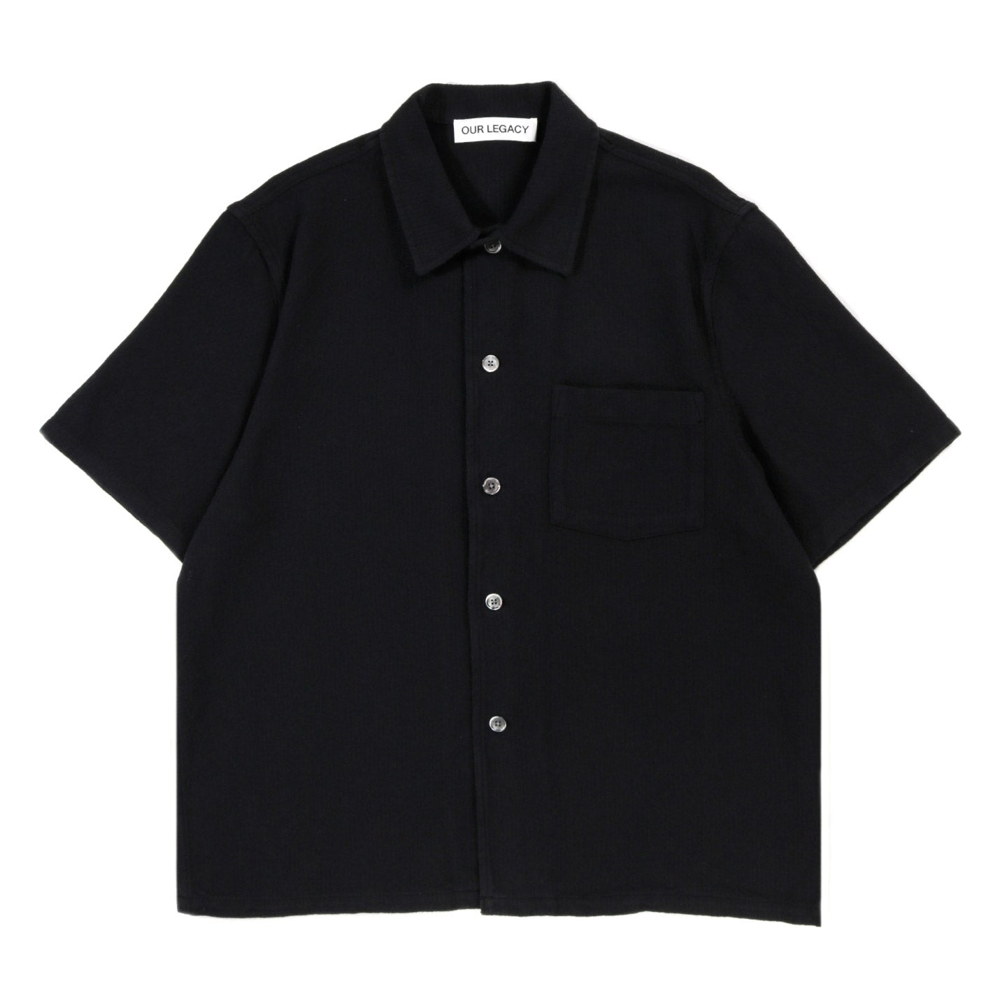 OUR LEGACY BOX SHIRT SHORTSLEEVE BLACK CROCHET WEAVE