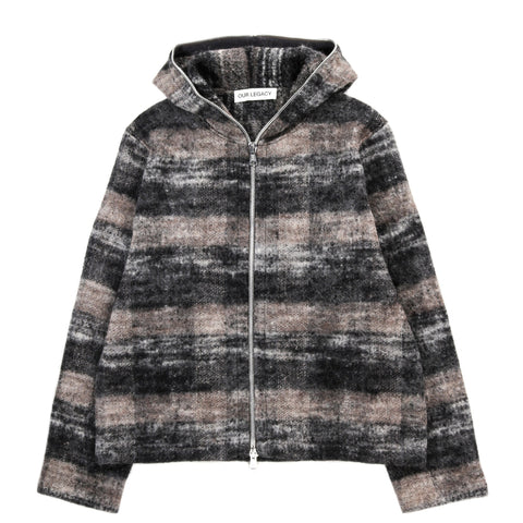 OUR LEGACY FULL ZIP HOOD NIGHT WOODS CHECK LOFTY WOOL
