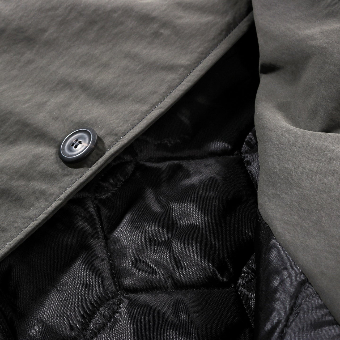 OUR LEGACY POLAR COAT VAPOR CHARCOAL PEACHED NYLON