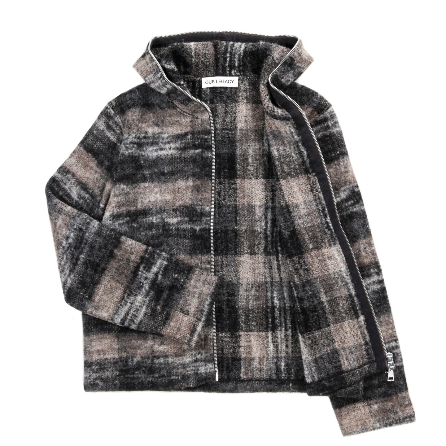 OUR LEGACY FULL ZIP HOOD NIGHT WOODS CHECK LOFTY WOOL
