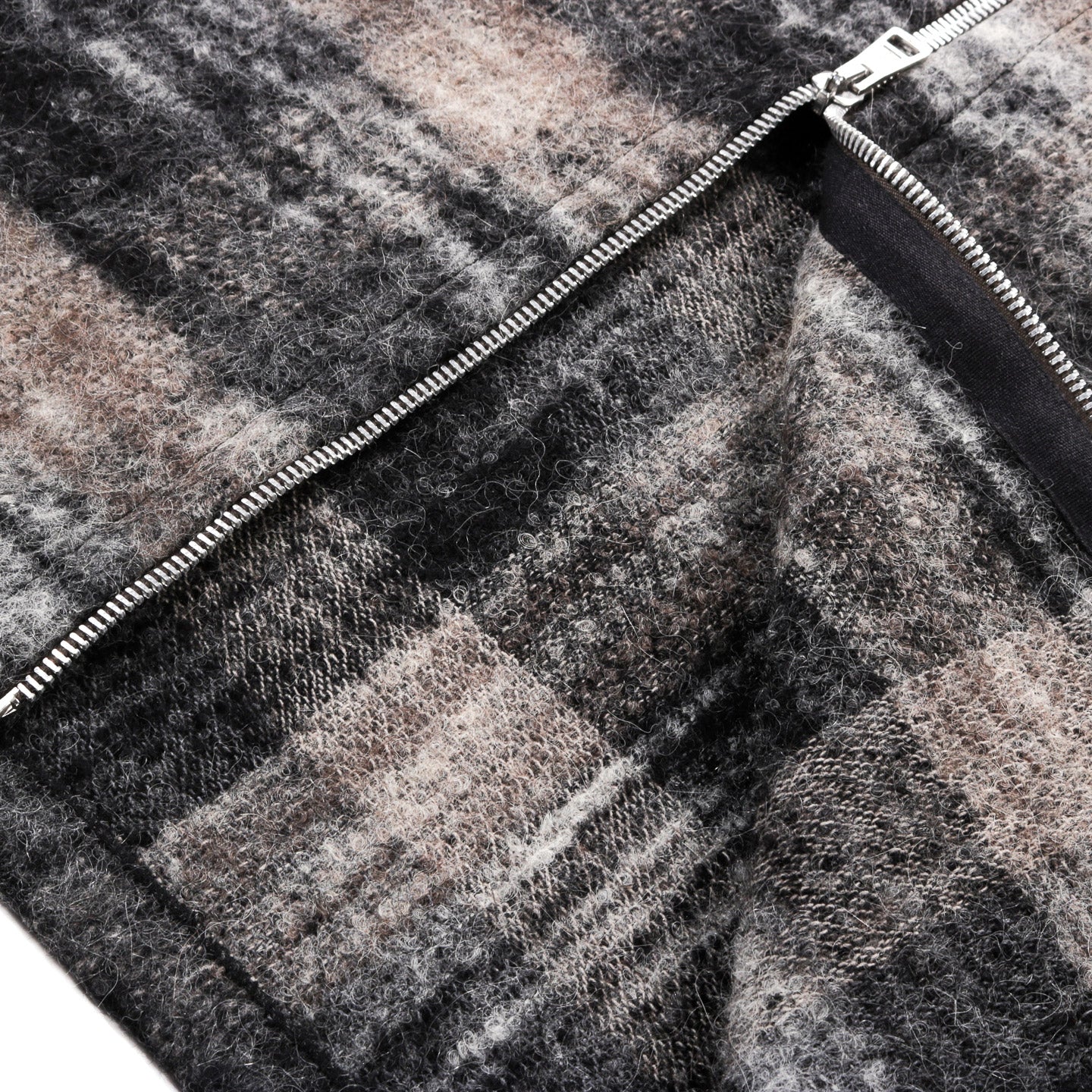 OUR LEGACY FULL ZIP HOOD NIGHT WOODS CHECK LOFTY WOOL