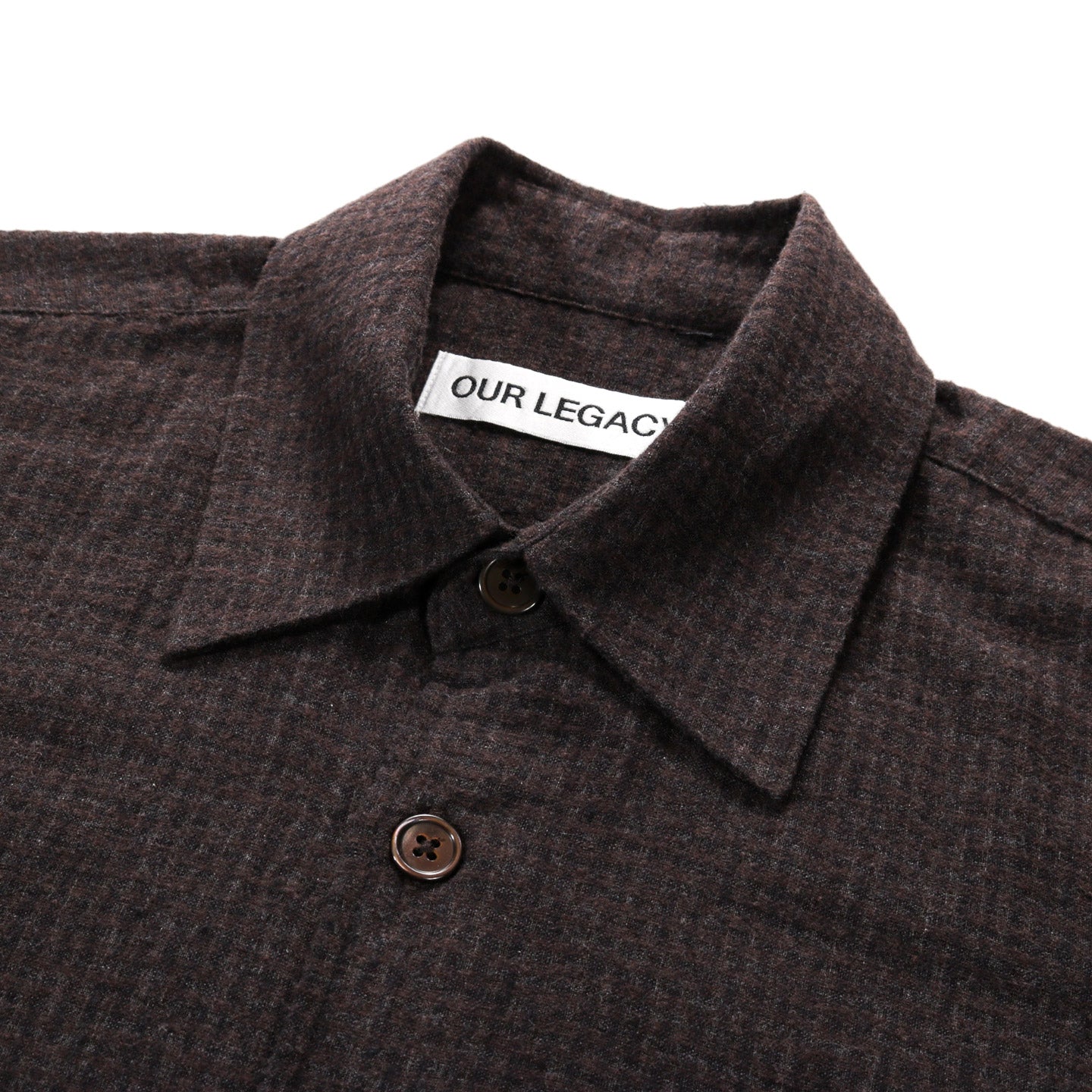 OUR LEGACY BORROWED SHIRT TRUFFLE CHECK GRID CLOTH