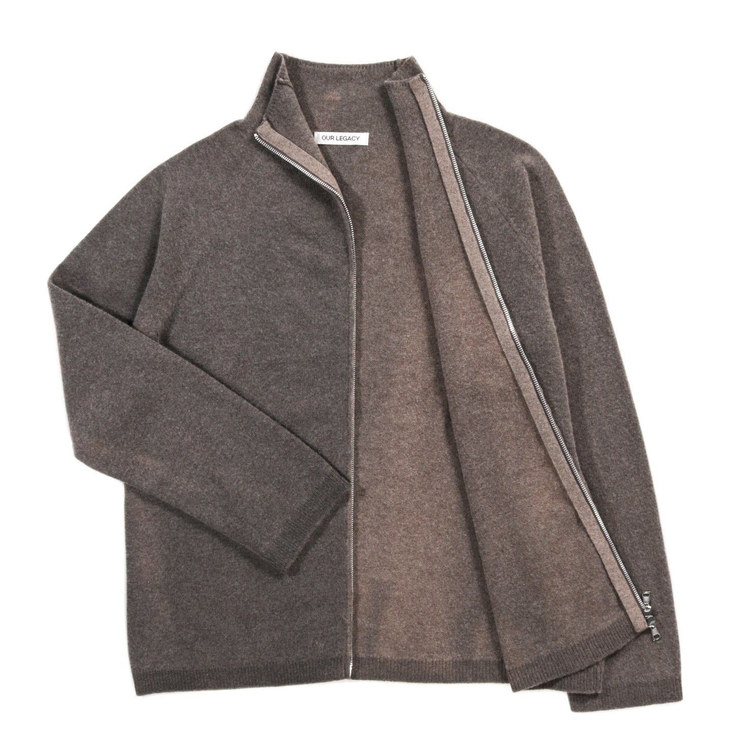 OUR LEGACY LINE ZIP CARDIGAN MUD SPRAY DYE CHERUB WOOL