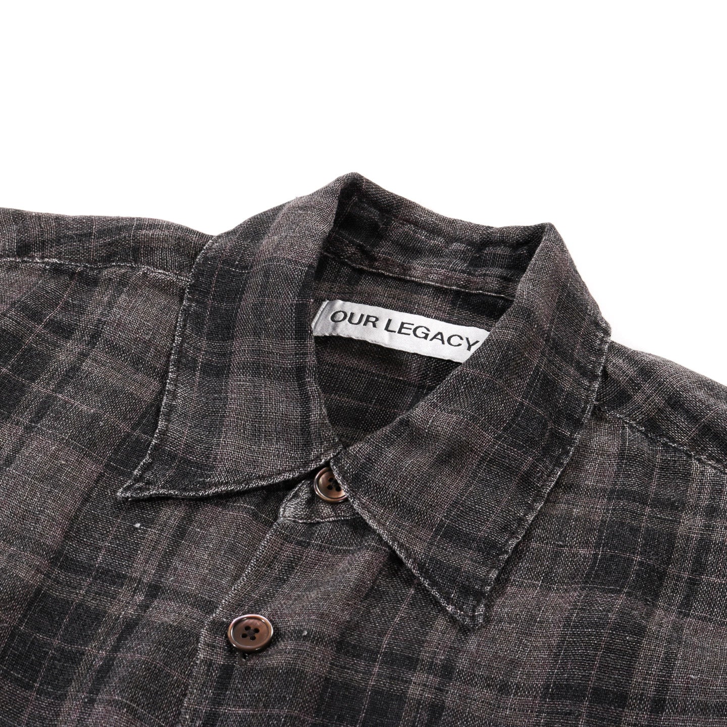 OUR LEGACY ABOVE SHIRT PENUMBRA CHECK SHEERCOAT LINEN