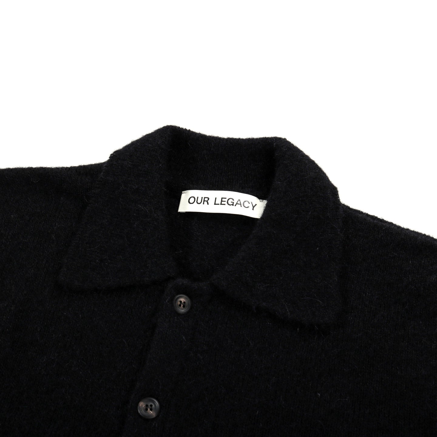 OUR LEGACY EVENING POLO BLACK FUZZY ALPACA