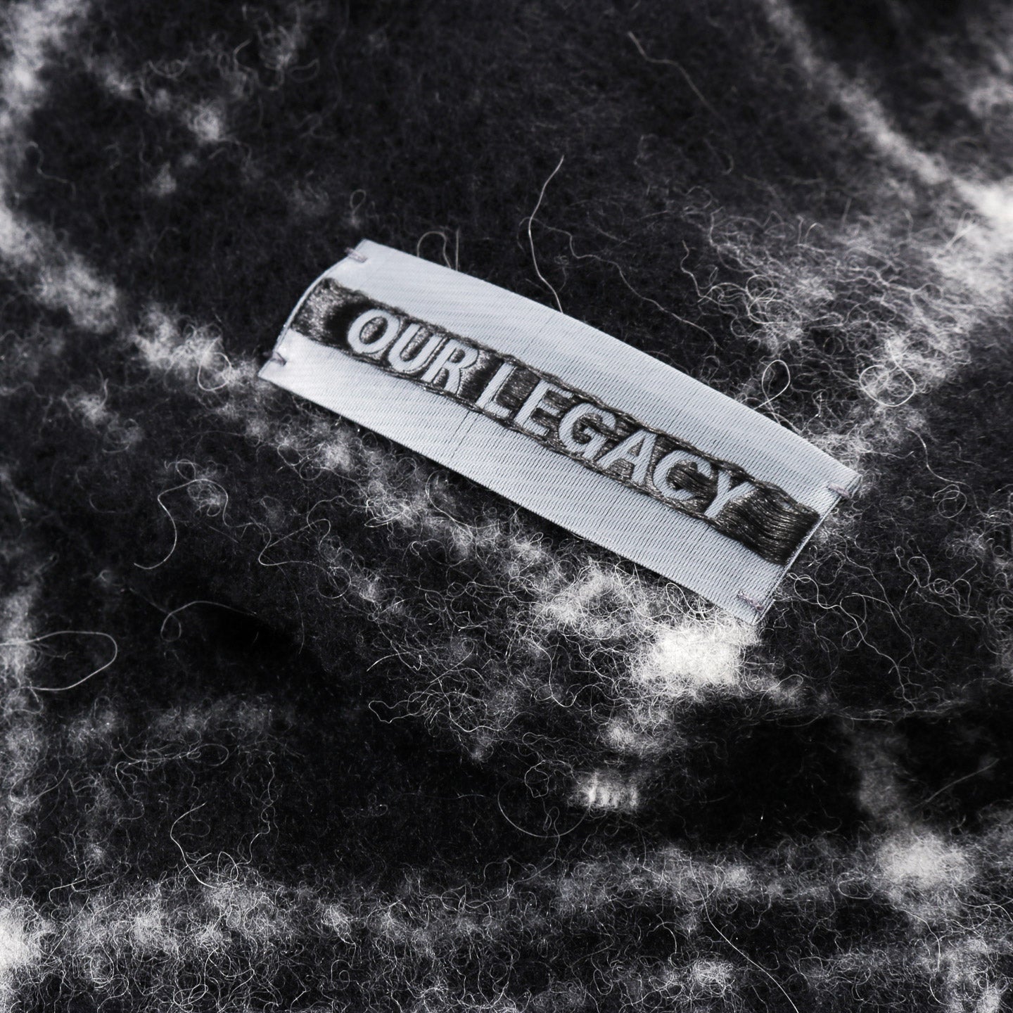 OUR LEGACY ESTATE SCARF BLACK FUZZY ALPACA CHECK