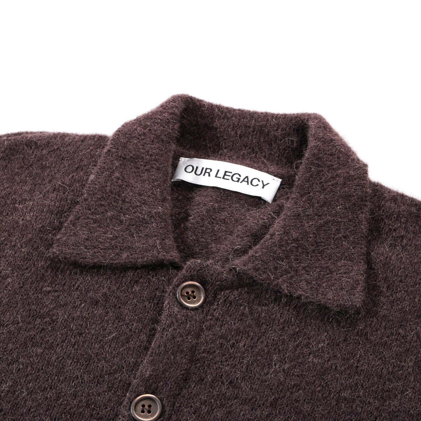 OUR LEGACY EVENING POLO SMOKEY BROWN FUZZY ALPACA