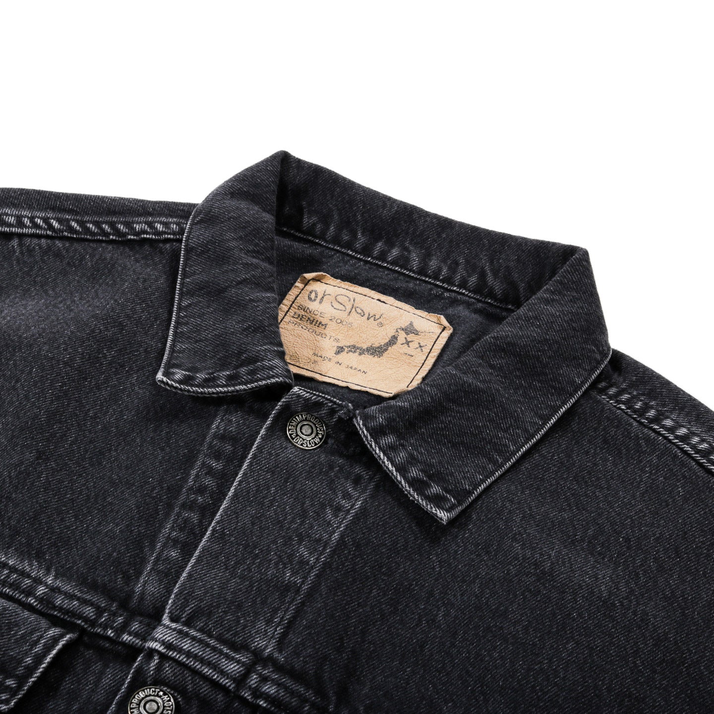 ORSLOW DENIM HALF COAT BLACK DENIM STONEWASH