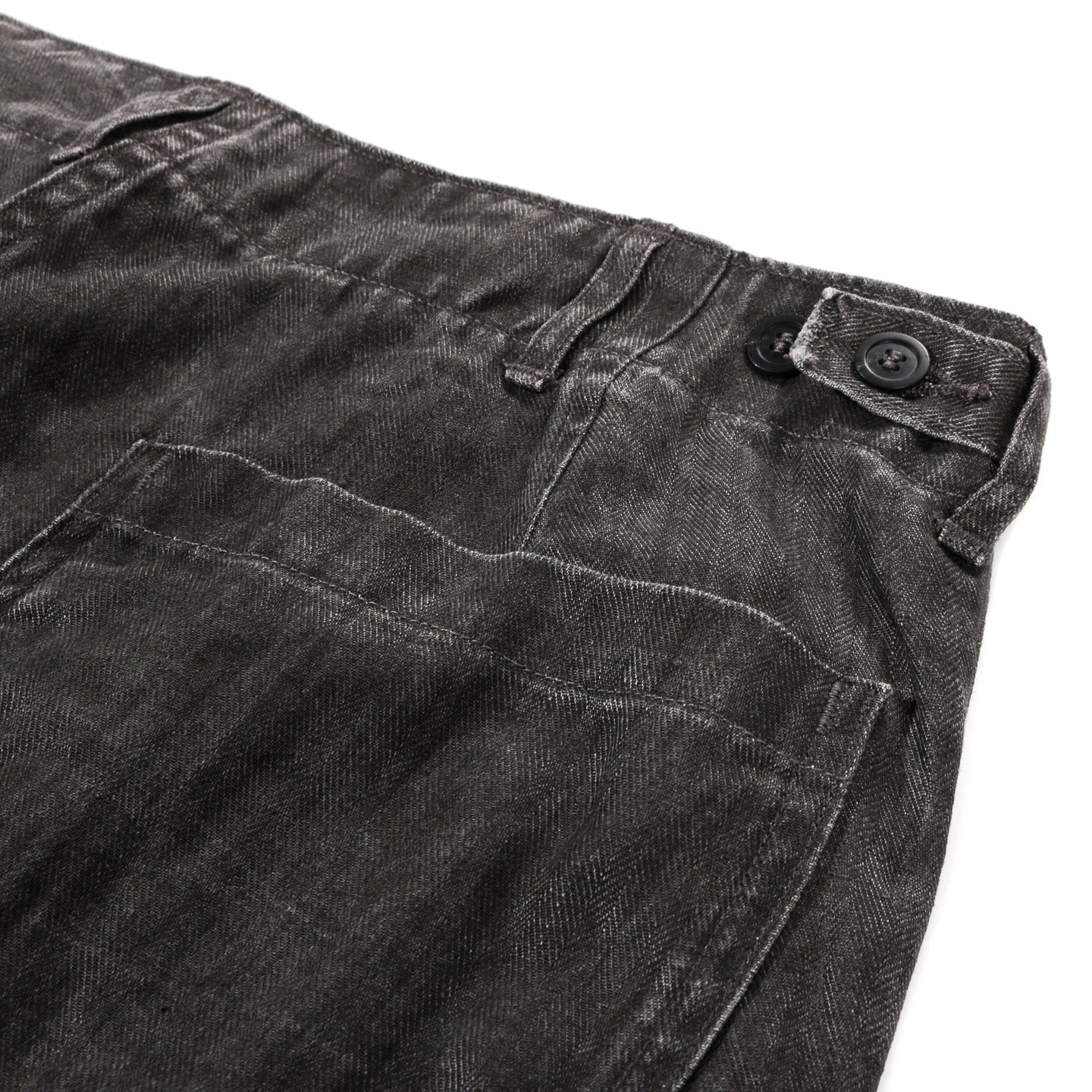 ORSLOW SUMI DYED LINEN SUMMER FATIGUE PANTS CHARCOAL GRAY