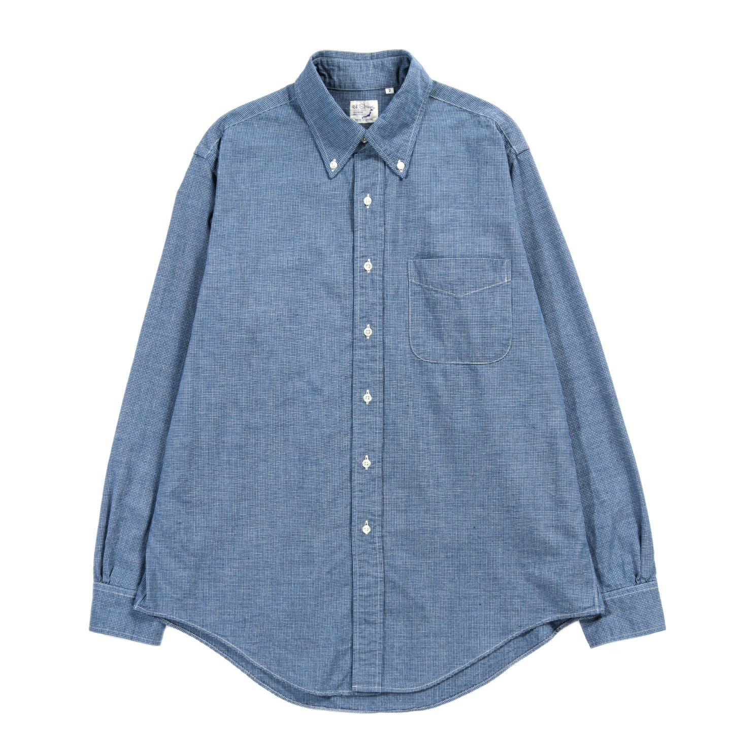 ORSLOW SMALL CHECK CHAMBRAY STANDARD BUTTON DOWN SHIRT INDIGO