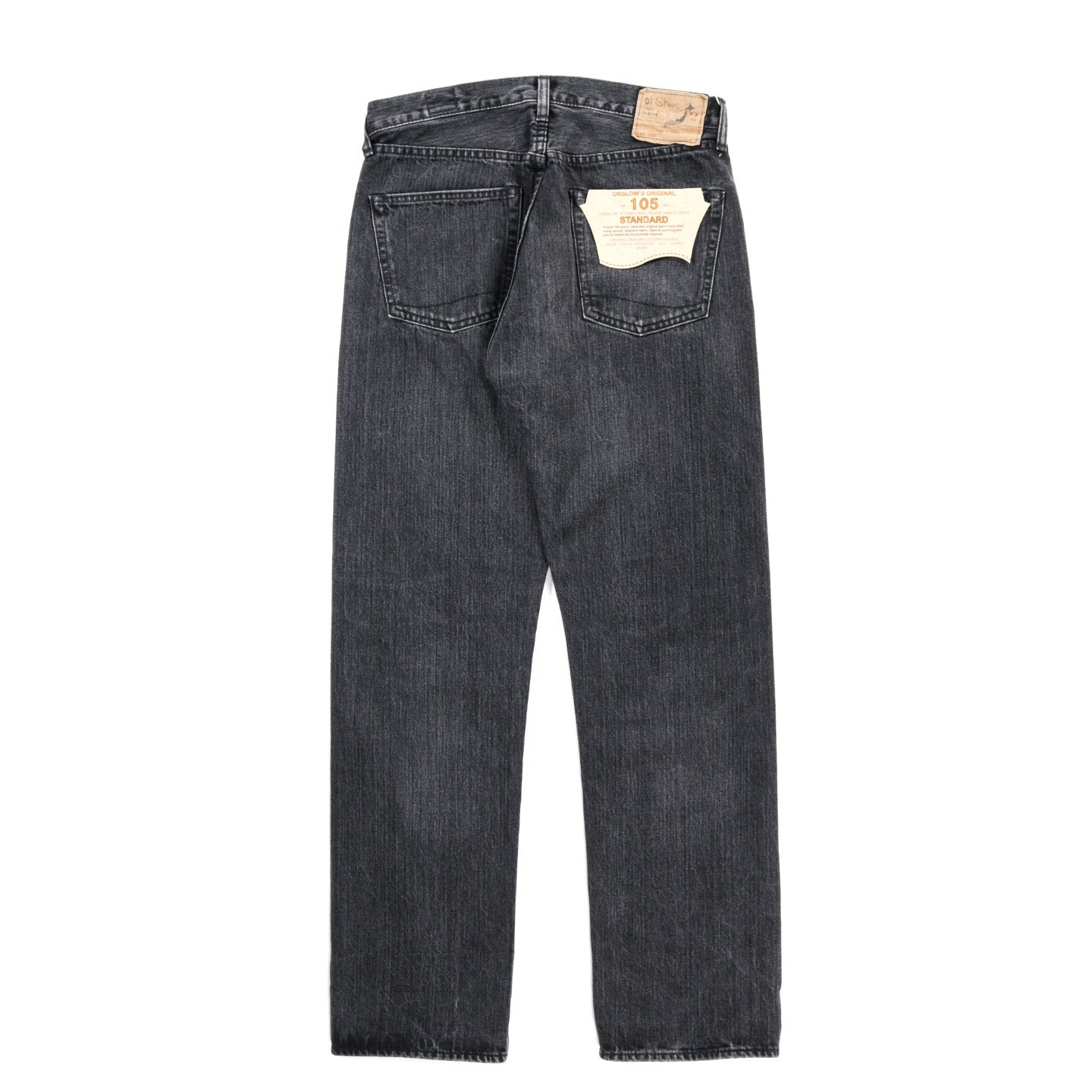 ORSLOW 105 STANDARD FIT SELVEDGE BLACK DENIM STONEWASH