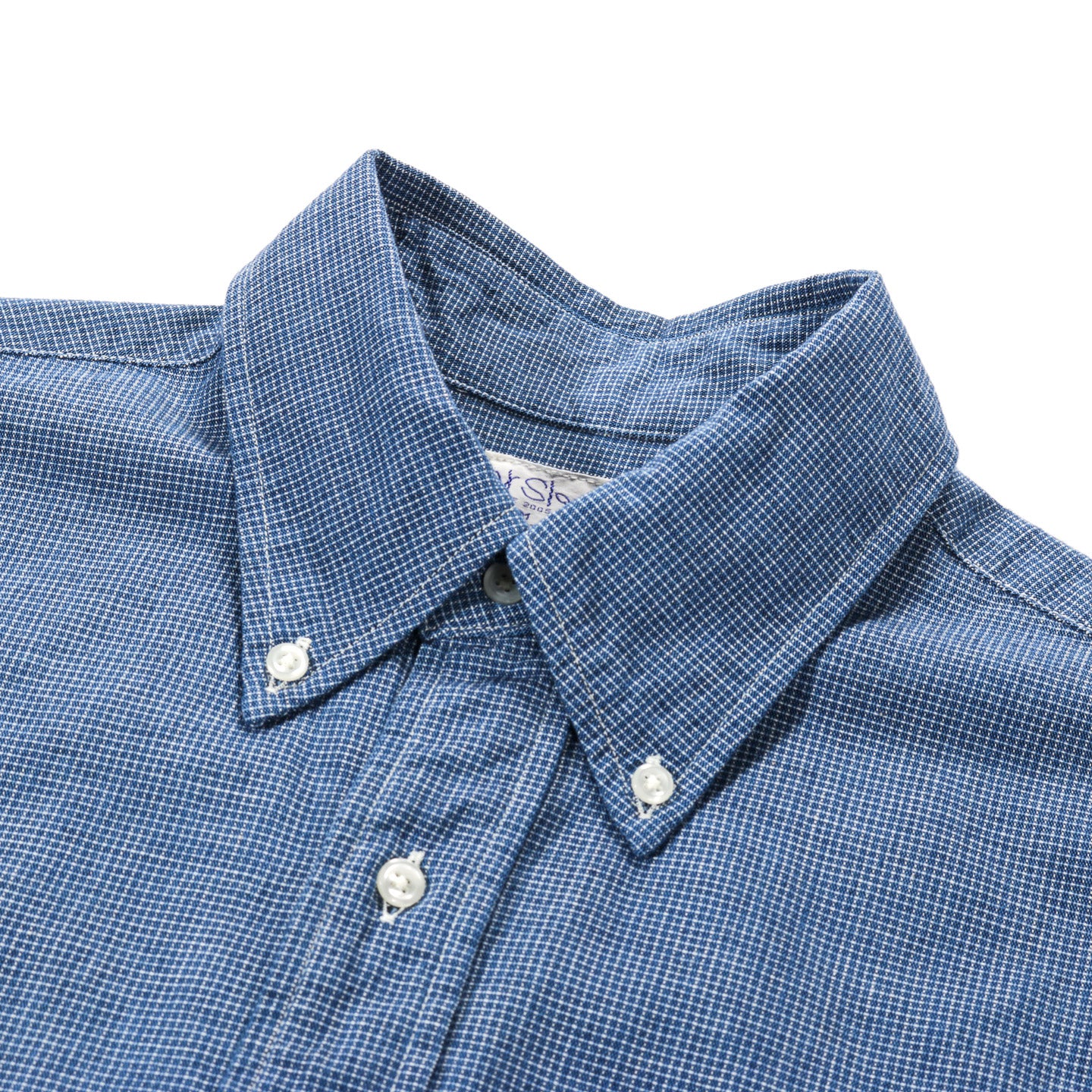 ORSLOW SMALL CHECK CHAMBRAY STANDARD BUTTON DOWN SHIRT INDIGO