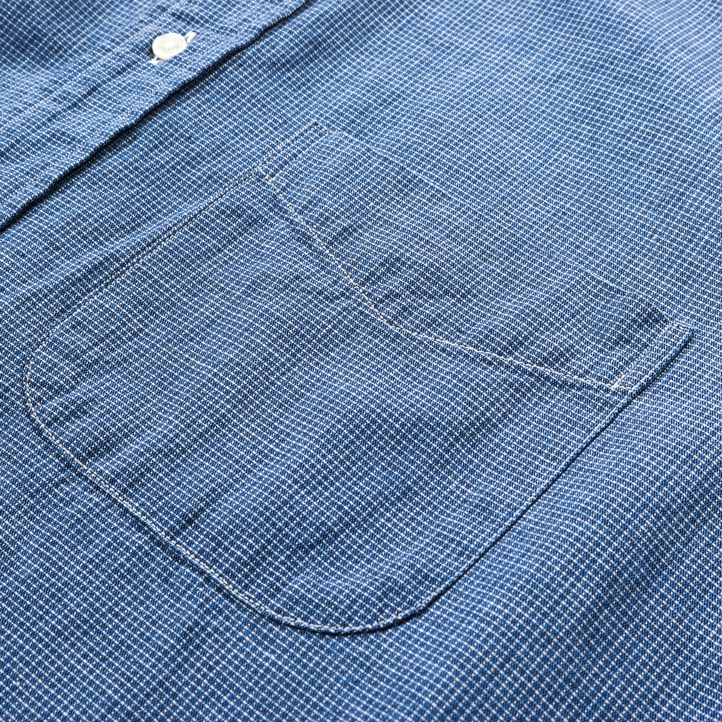 ORSLOW SMALL CHECK CHAMBRAY STANDARD BUTTON DOWN SHIRT INDIGO