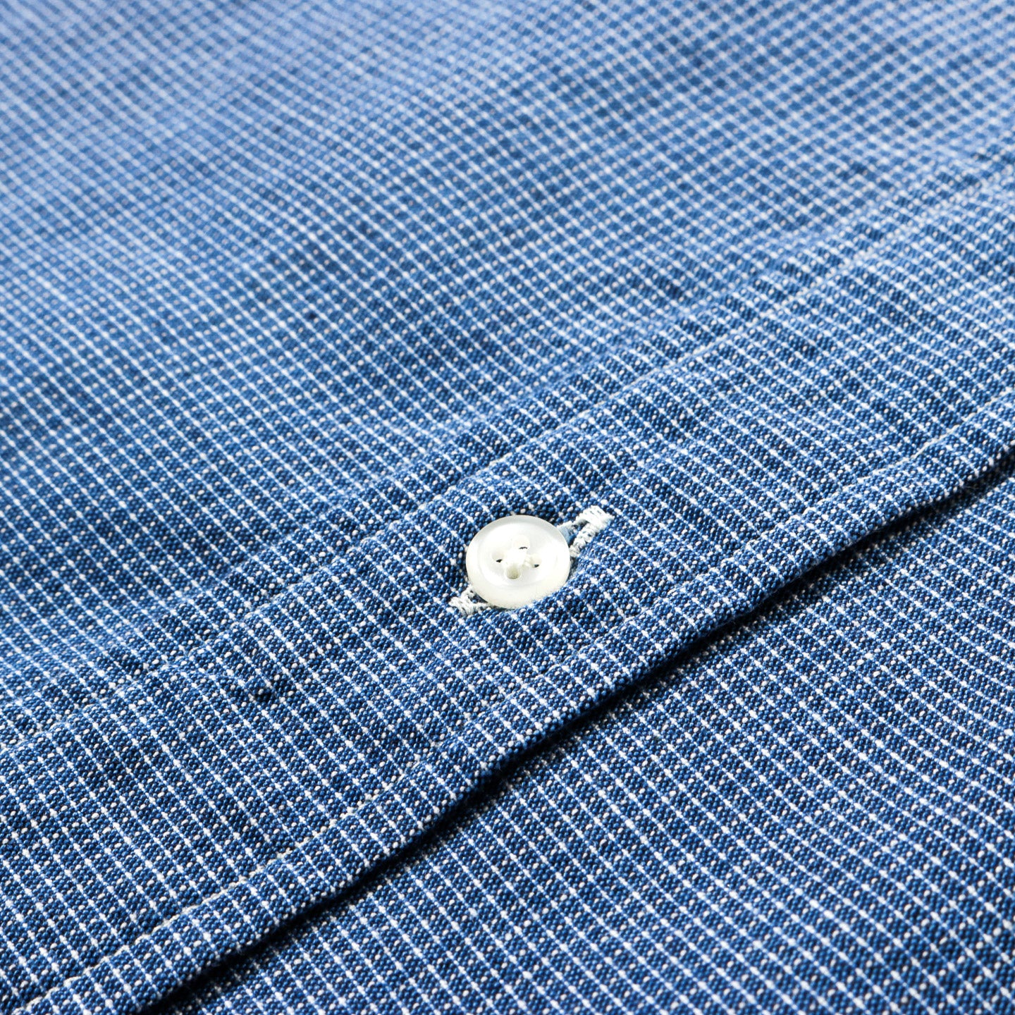 ORSLOW SMALL CHECK CHAMBRAY STANDARD BUTTON DOWN SHIRT INDIGO