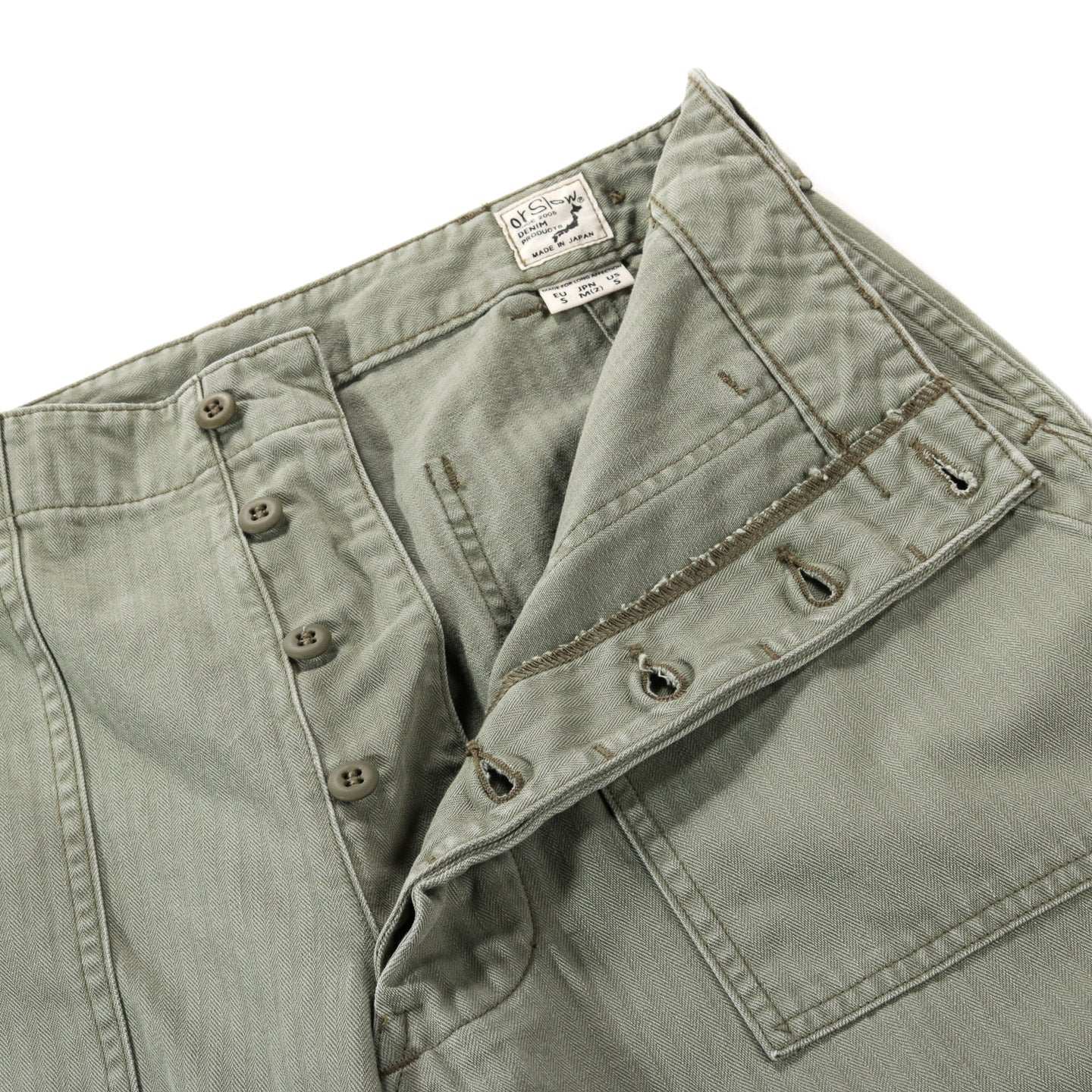 ORSLOW HERRINGBONE TWILL SUMMER FATIGUE PANTS GREEN