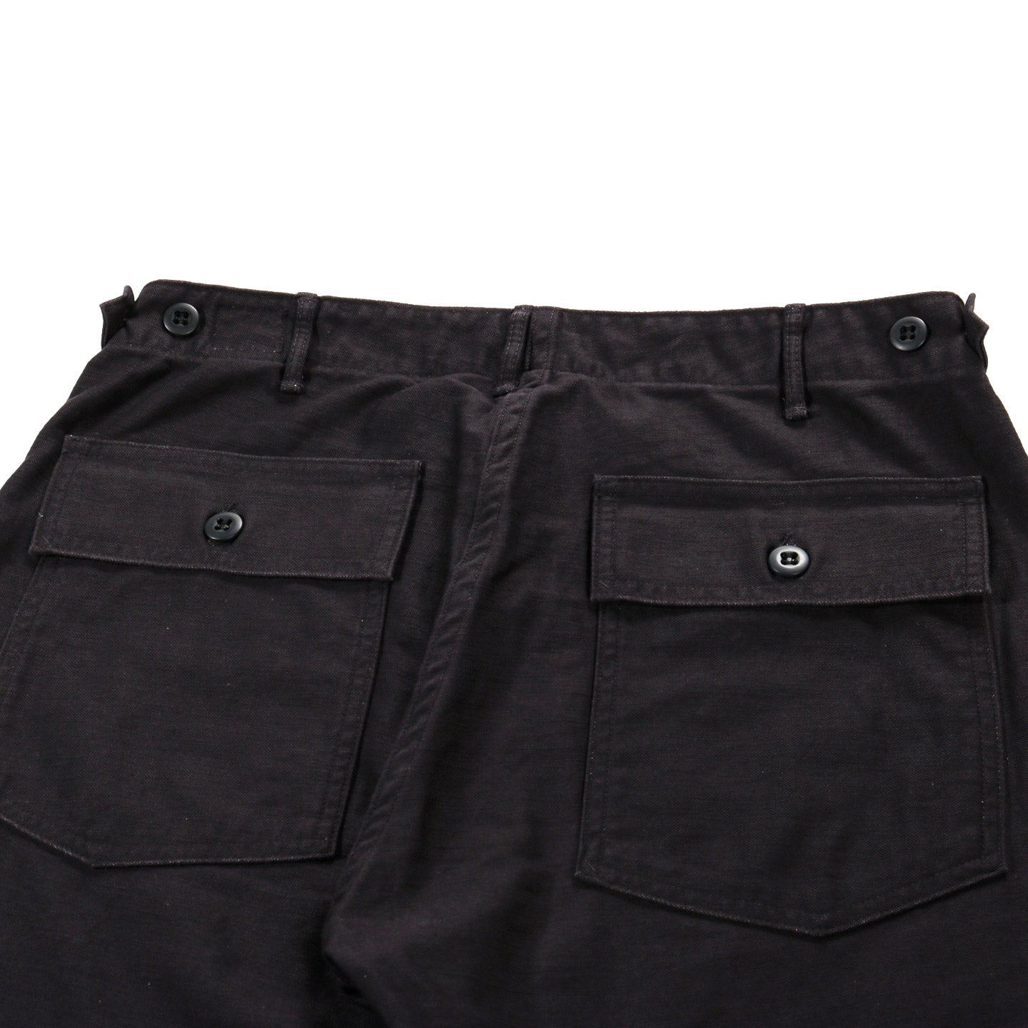 ORSLOW SLIM FIT FATIGUE PANTS BLACK REVERSE SATEEN