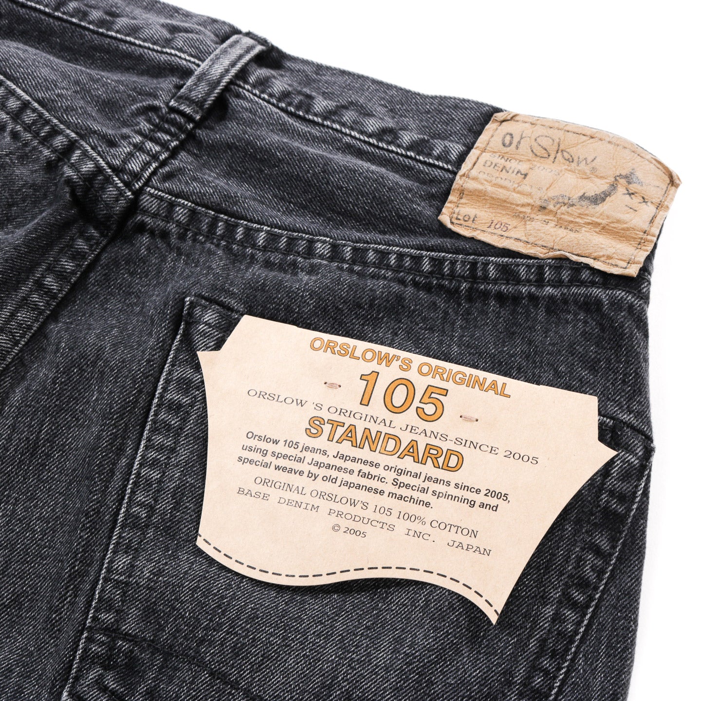 ORSLOW 105 STANDARD FIT SELVEDGE BLACK DENIM STONEWASH