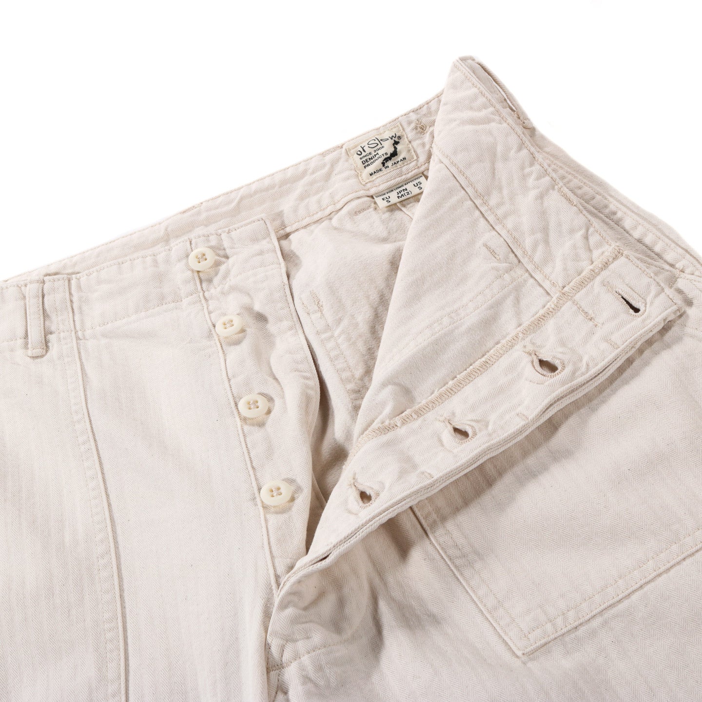 ORSLOW HERRINGBONE TWILL SUMMER FATIGUE PANTS ECRU