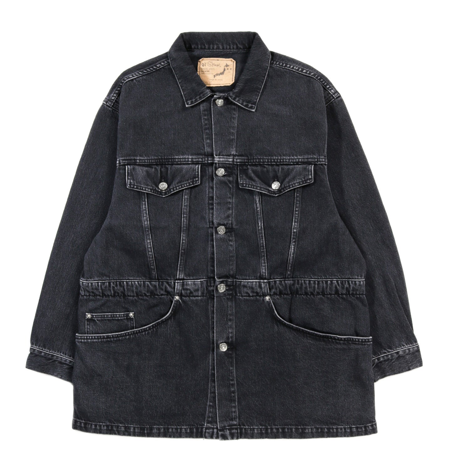 ORSLOW DENIM HALF COAT BLACK DENIM STONEWASH